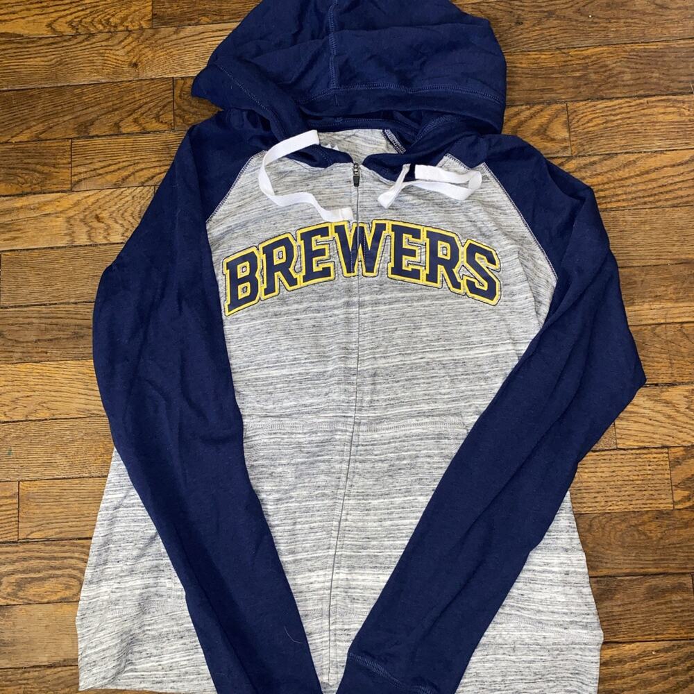 Milwaukee Brewers MLB Womens Majestic Full Zip Long Sleeve Size Medium